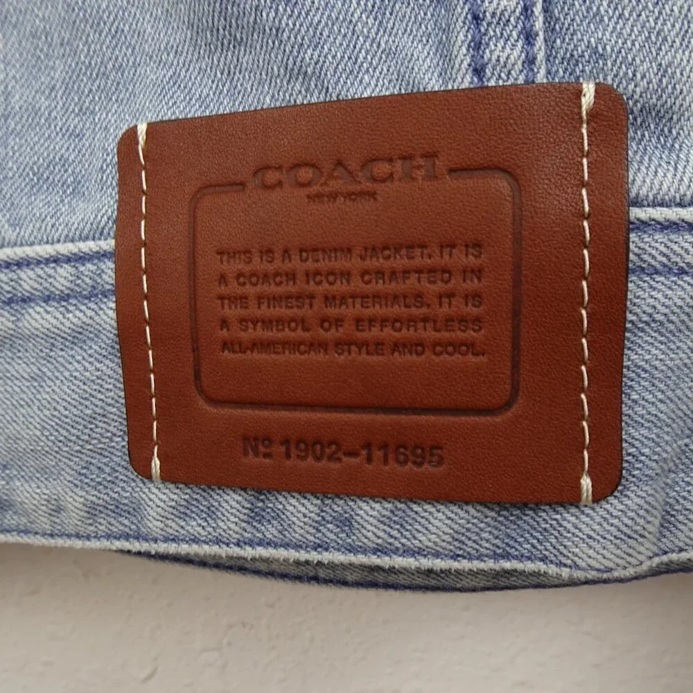 Coach Jean Jacket Men's Size XL Blue Novelty Denim Jacket Cotton Big Logo